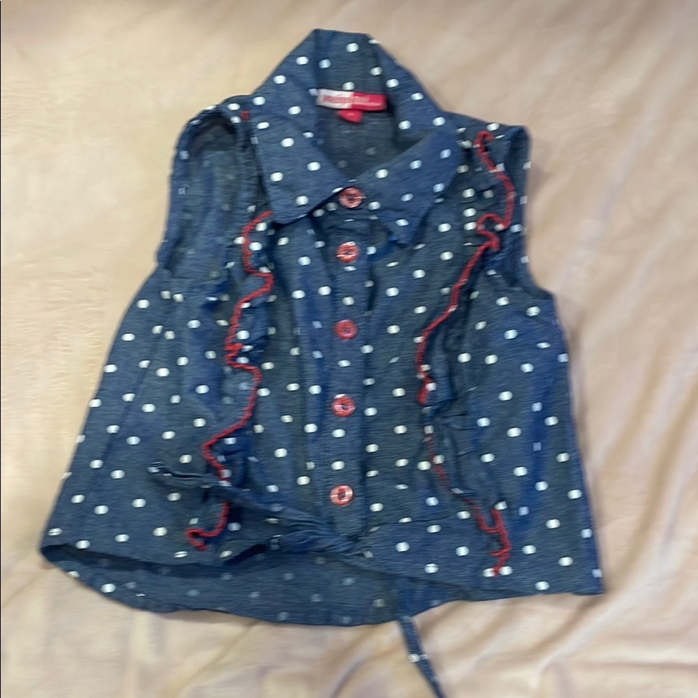 Blue Polka Dot Sleeveless Top